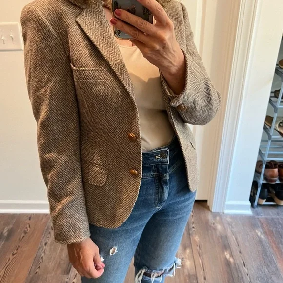 Vintage brown tweed quintessential fall winter blazer - Picture 7 of 15